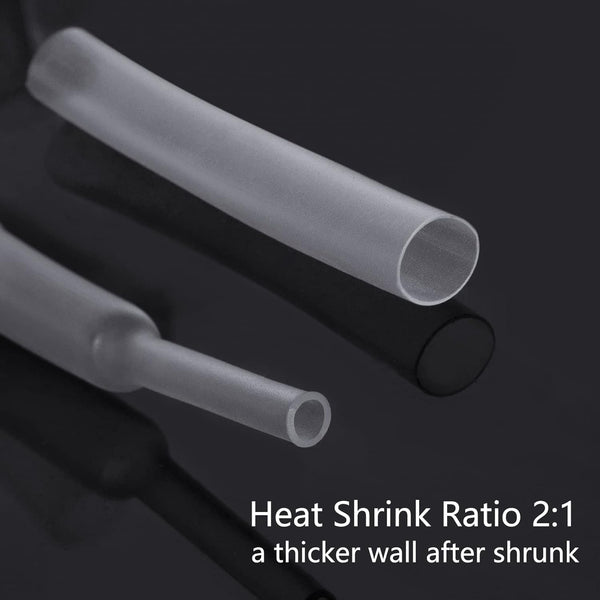 Ginsco 324 Pcs 6 Size φ1.5/2.5/3/5/6/10mm Clear Heat Shrink Tubing Cable Wrap Kit