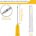 100Pack 25Ga 1Inch/25mm with Cap Dispensing Needla Accessories Disposable Lab Supplies, Individually Sealed Wrapped 25Ga-1inch