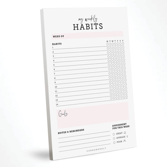 CARDAMONOLY Habit Tracker Notepad - 50 Page Tear off Planning Pad - 6 X 9 - High
