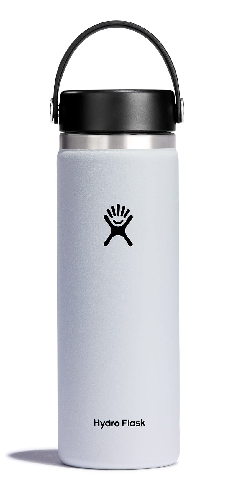 Hydro Flask Water Bottle - Insulated Stainless Steel - Wide Mouth Flex Lid, Non Spill, Leakproof and Refillable in 20 Oz 20 Oz White