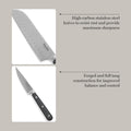 MARTHA STEWART Eastwalk 14 Piece High Carbon Stainless Steel Cutlery Knife Block Set w/ABS Triple Riveted Forged Handle Acacia Wood Block - Gray