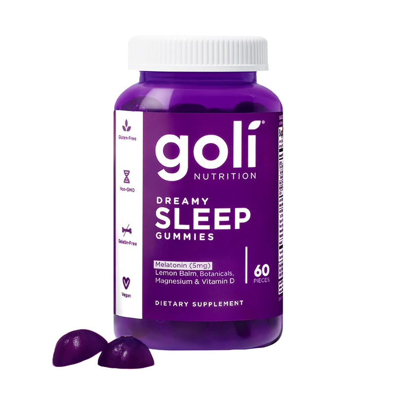 Goli Dreamy Sleep Gummy - 60 Count - Melatonin, Vitamin D, Magnesium, and Lemon Balm Extract - Gelatin-Free, Gluten-Free, Vegan & Non-GMO 5mg