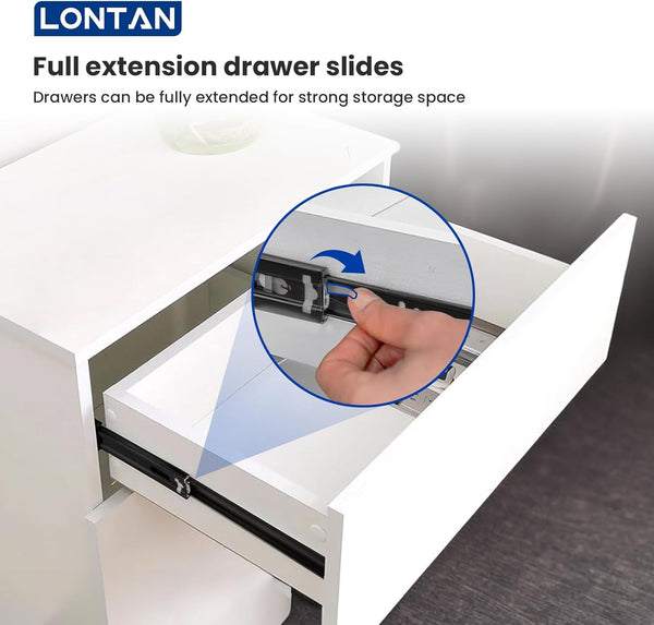 LONTAN 12 Inch Full Extension Ball Bearing Drawer Slides 2 Pairs Side Mount Cabinet Rails Tool Box Trash Can Glides Black Heavy Duty Kitchen