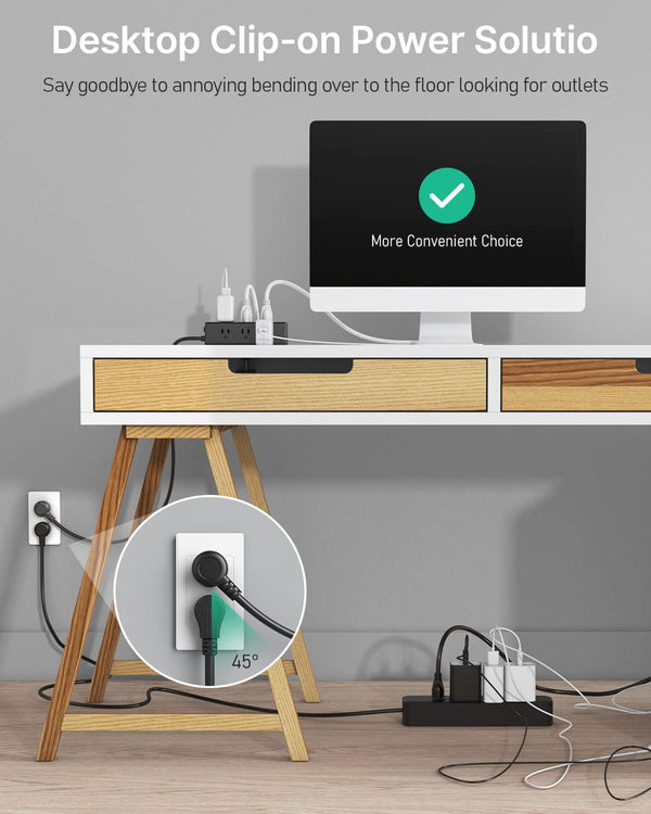 CCCEI Desk Clamp Power Strip with 9 Outlets, Desktop Edge Mount Surge Protector with USB-A and USB-C Ports, Widely Spaced Desk Outlet Fast