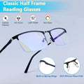 Blue Light Blocking Glasses, Lightweight Metal Half Frame Computer Reading/Gaming/TV/Phones Glasses,Filter UV Ray/Computer Glare with Spring Hinge