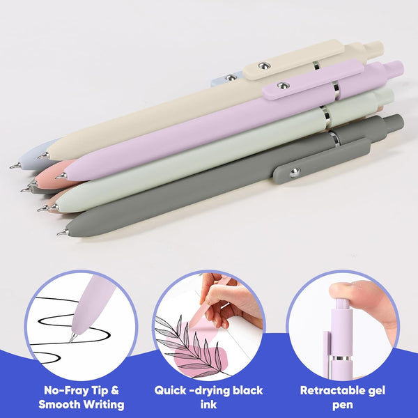 Vanhench 7Pcs 0.5mm Black Ink Gel Pens Fine Point Smooth Writing Quick Dry Pen for Journaling Note Office Desk Nurses Teacher School Supplies