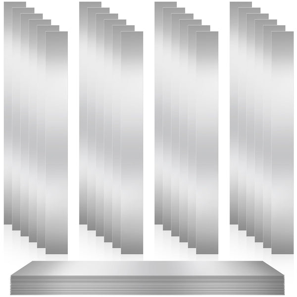 Blulu 24 Pcs 304 Stainless Steel Strips Metal Shim Stock Assortment 1" Width x 12" Length 8 Thickness Sizes Thin Metal Shims for Kitchen Trim Gap