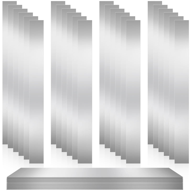 Blulu 24 Pcs 304 Stainless Steel Strips Metal Shim Stock Assortment 1" Width x 12" Length 8 Thickness Sizes Thin Metal Shims for Kitchen Trim Gap