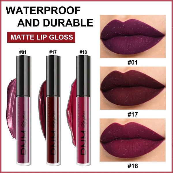evpct 3Pcs Dark Red Purple Plum Matte Liquid Lipstick Sets for Women Matte Lip Stain Long Lasting Waterproof, Burgundy Blood Blue Red lipstick,