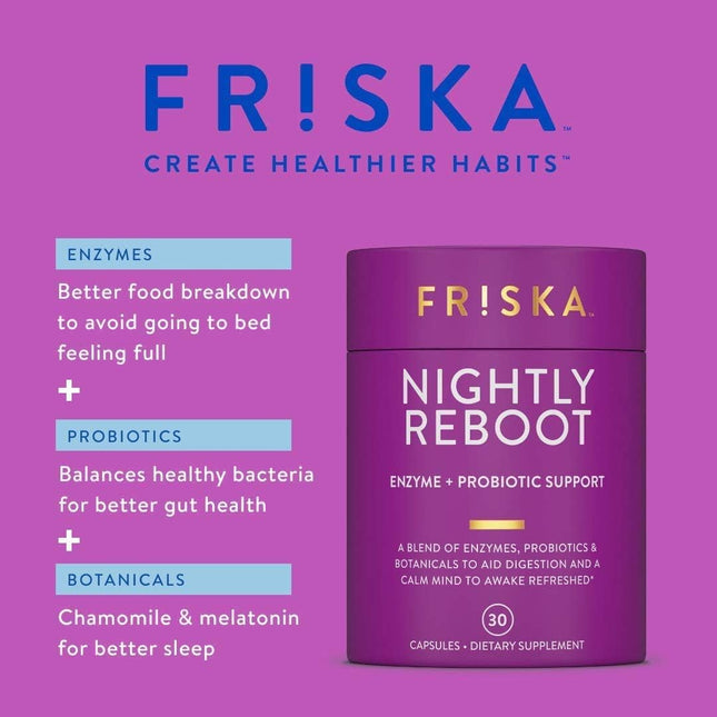FRISKA Nightly Reboot Enzyme and Probiotics Supplement, Promotes Better Digestio