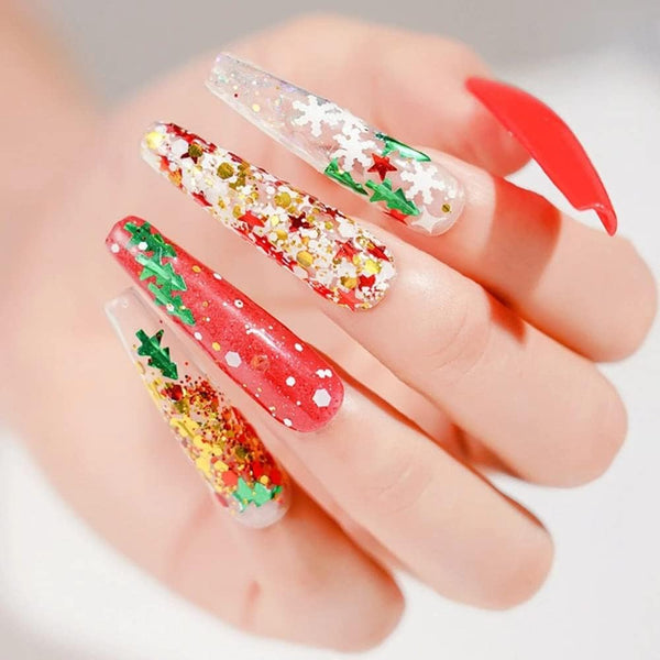 Christmas Nail Glitter Sequins, 24 Grids Holographic Snowflake Nail Art Flakes Xmas Tree Snowmen Santa Claus Stars Christmas Nail Design Winter