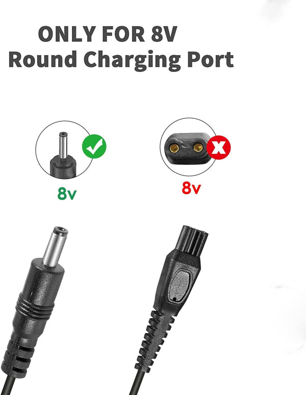 8V Charger Compatible with Philips HQ840 MG3000 MG3750, Electric Shaver Trimmer Razor Replacement Power Cord