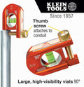 Klein Tools 935AB1V 2.5-Inch No-Dog Conduit Bending Level, 1 Vial, ACCU-BEND Level Eliminates Dog-Legs in Offsets and Saddle Bends