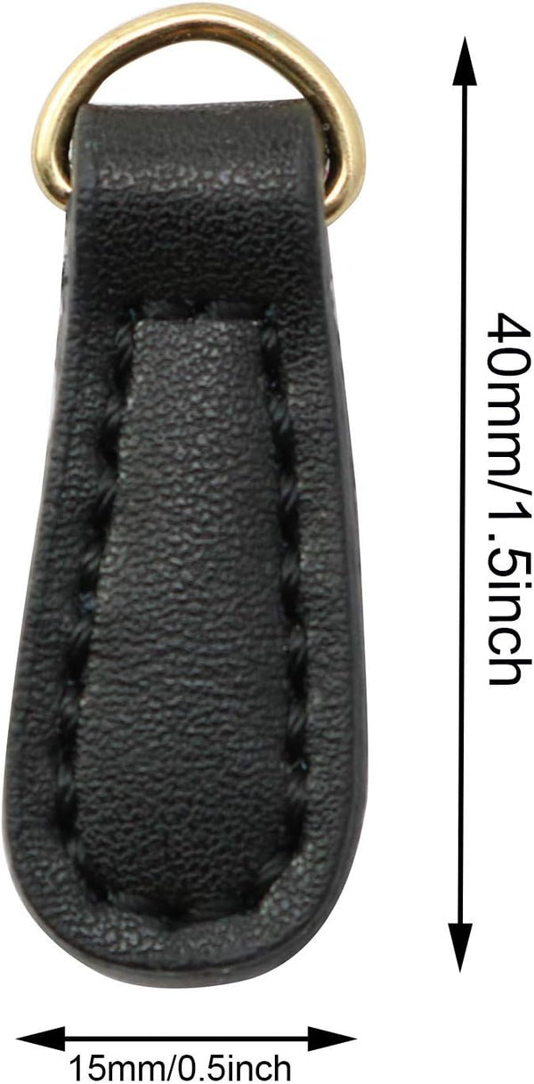 NX Garden 2Pcs Genuine Leather Zipper Pulls Black Pull Strap Cord Zipper Pullers Durable Boot Jacket Bag Purse Accessories