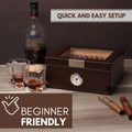 Premium Cigar Humidor for 25-50 Cigars - Elegant Humidor Humidor with Hygrometer and Humidifier - Cedar Lined Cigar Box for Optimal Humidity