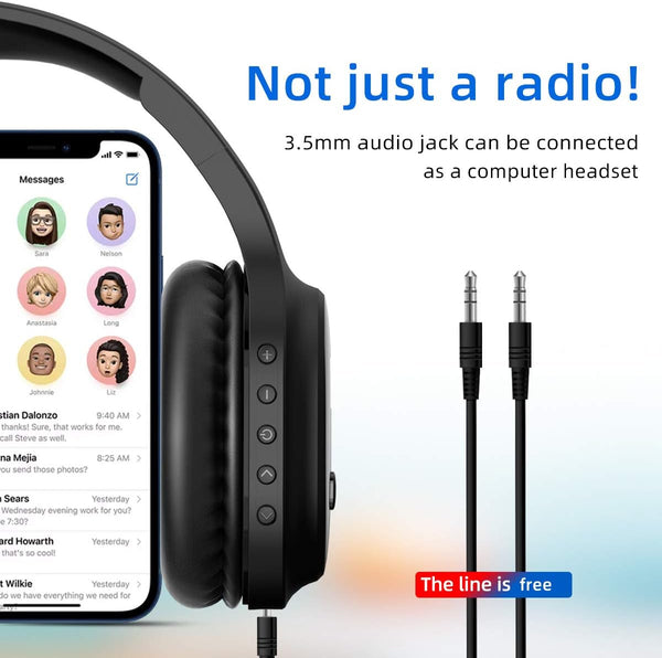 Rechargeable and Portable Personal FM Radio Headphones with Best Reception, Wireless Headset Radio Ear Muffs for Jogging, Mowing, Cycling, Meeting