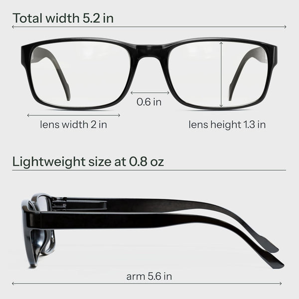 Gaoye Professional Reading Glasses for All Day - Computer Readers with Blue Light Protection - Value Pack B1-5 Pack Light Black 2.0 x
