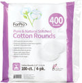 ForPro Pure & Natural Stitched Cotton Rounds for Face (400-Count), 100% Pure Cotton Makeup Remover Pads, Hypoallergenic, Lint-Free, Vegan &
