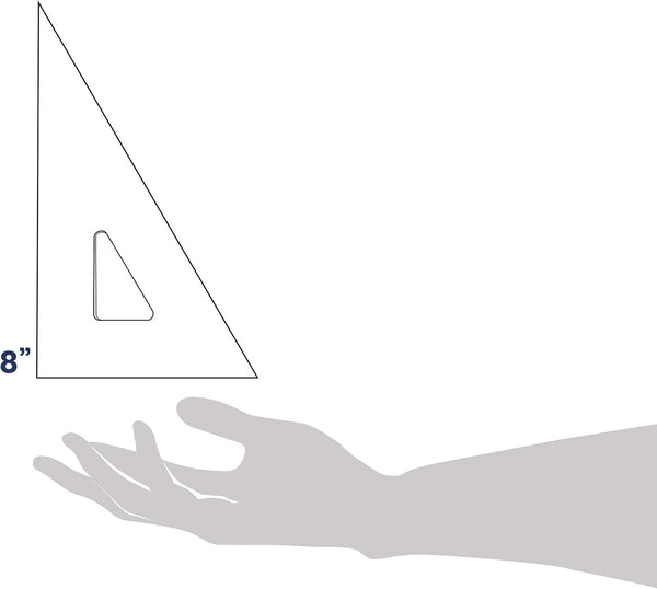 Pacific Arc Drafting Triangle, 8-inch, 30/60/90 Degrees, Clear Acrylic, Plain Edge Clear 8-in, 30/60/90 degrees