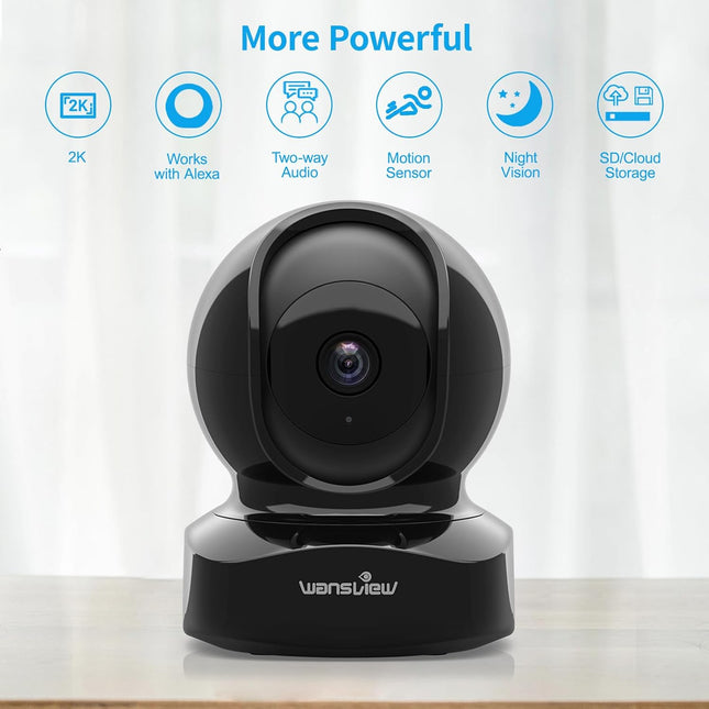 Wansview Security Camera Indoor, 360 Degree Wifi Home Security Cameras for Pet/Dog/Nanny, 2 Way Audio Night Vision, Work