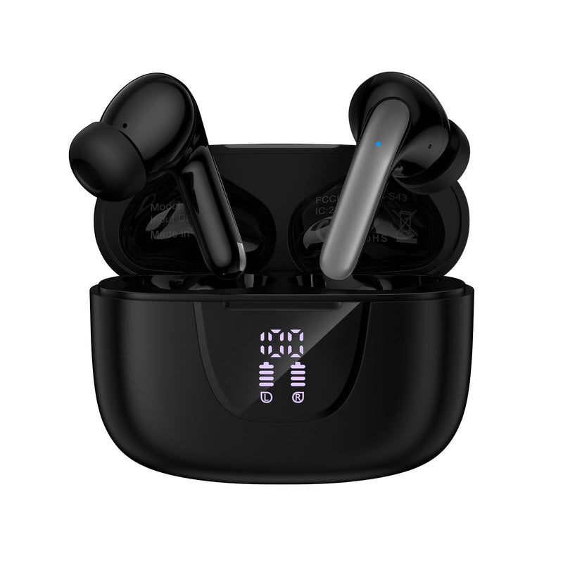 Wireless Earbuds Bluetooth 5.3 Headphones,Noise Cancelling Earbuds with Deep Bass 60H Playback Stereo Ear Buds with Mic LED Display Charging Case