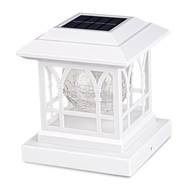 Solar Post Cap Lights, Warm White & RGB Automatic Cycling, Cracked Glass Bulb, 20 Lumens Lp65 Waterproof Fit 3.6X3.6 4X4