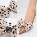 Tsangbaby Satin Bow Shoe Clips - Dots Solid Color Removable Elegant Wedding Party Shoe Buckle Bag Clothing Hair Accessories for Women Girls 2 Pcs