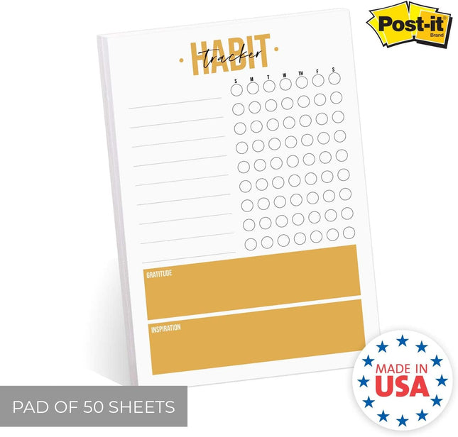 Modern Habit Tracker Sticky Note Pad / 50 Sheets / 8" X 11.5" Positive Habit Lis