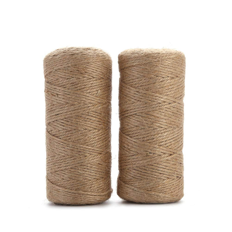 Jute Twine String Hemp Rope - 656 Feet 2mm 3ply Natural Burlap Cord Rolls for DIY Crafts, Decoration, Bundling, Packing, Gifts, Artworks,