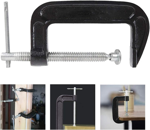 4 Inch C-Clamp Set, Heavy Duty Steel C Clamp Industrial Strength C Clamps for Woodworking, Welding, and Building(4PCs)