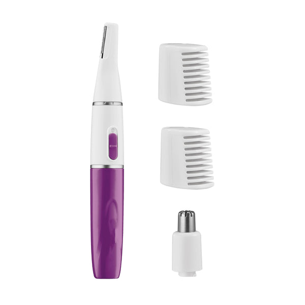 Conair All-in-1 Facial Hair Trimmer for Women, Perfect for Face, Ear/Nose and Eyebrows, Battery-Powered White 1 Count (Pack of 1)