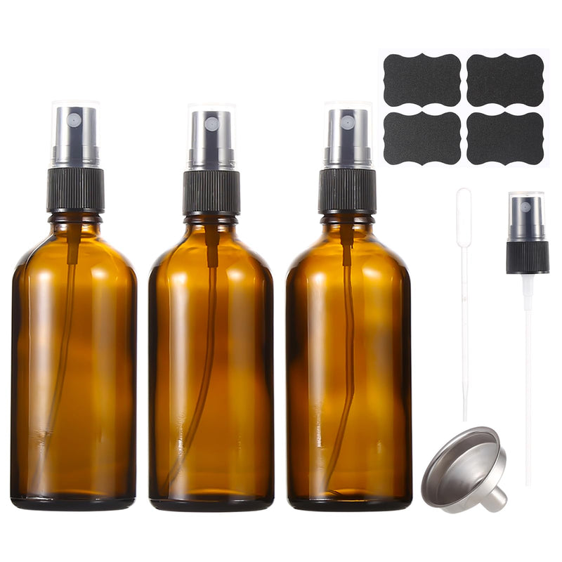 3.4Oz Amber Glass Spray Bottles,Empty Fine Mist Refillable Travel Spray Bottle for Cleaning,Perfume,Aromatherapy,Cosmetic Sprays,Hair,Essential