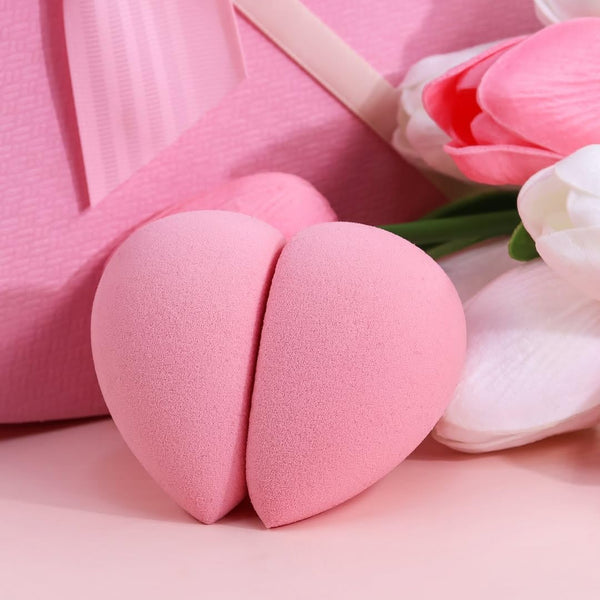 BEAKEY Flat Duo Patented Makeup Sponge Set of 2, Latex Free Pink Beauty Sponge for Foundation and Powder Application, Soft Blending Sponges, Large
