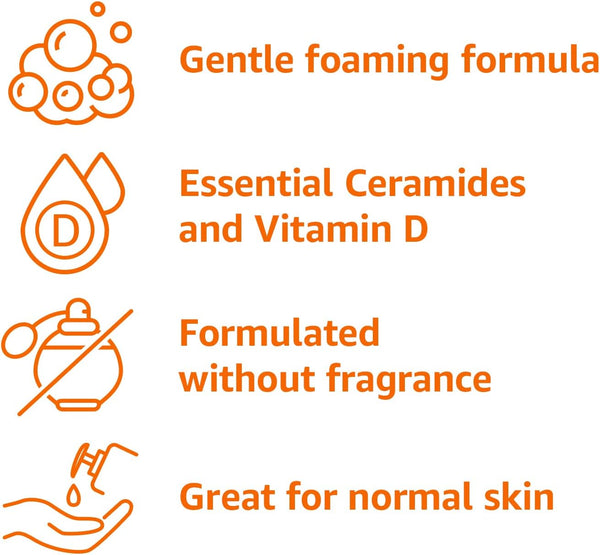Amazon Basics Exfoliating Face Wash Cleanser, Renewing Salicylic Acid with Ceramides & Vitamin D, Foaming Formula, Smooths Skin, 8 fl oz 8 Fl Oz