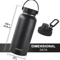 Navigate 32oz Insulated Water Bottle for Sports, Keep Cold 24H Black 32 Ounces