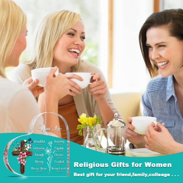 JUNQIU Christian Gifts For Women, Religious Gifts, Hearts Christian Plaques | Inspirational Gifts For Women, Bible Verse, Biblical, Cross, Faith,