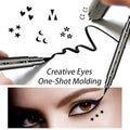 6 Pcs Double-Headed Eyeliner Stamps Set Black Liquid Eye Liner Pen with Star,Moon,Heart,Flower,Smiley,Triangle Stamp Stencils Shapes for Women