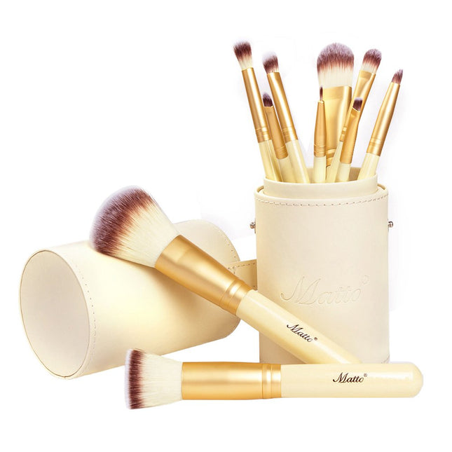 Matto Makeup Brushes 10-Piece Golden Makeup Brush Set with Foundation Powder Min
