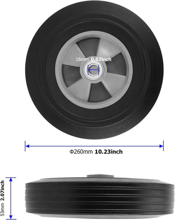 2 Pack 10 Inch Solid Rubber Tire, 5/8 Inch Axle Size Hand Truck Wheels Replacement Tires for Hose Cart, Garden Cart, Dolly Cart, 330 lb Load Capacity1