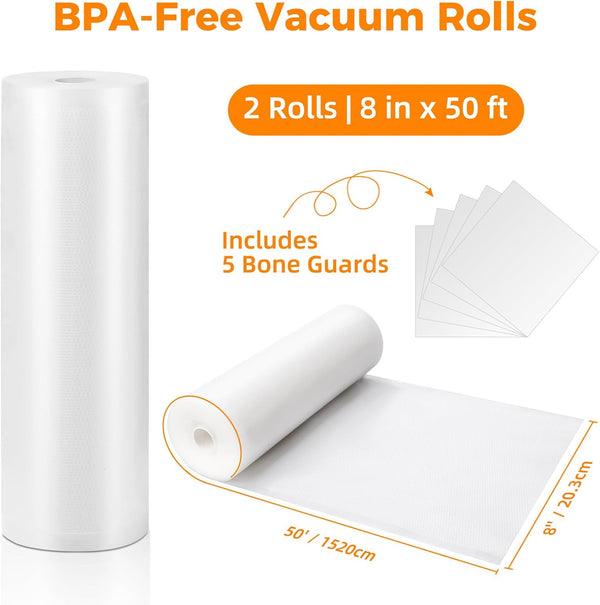 Wevac Vacuum Sealer Bags 11X50 Rolls 2 Pack for Food Saver, Seal a Meal, Weston. Commercial Grade, BPA Free, Heavy Duty, Great for Vac Storage,