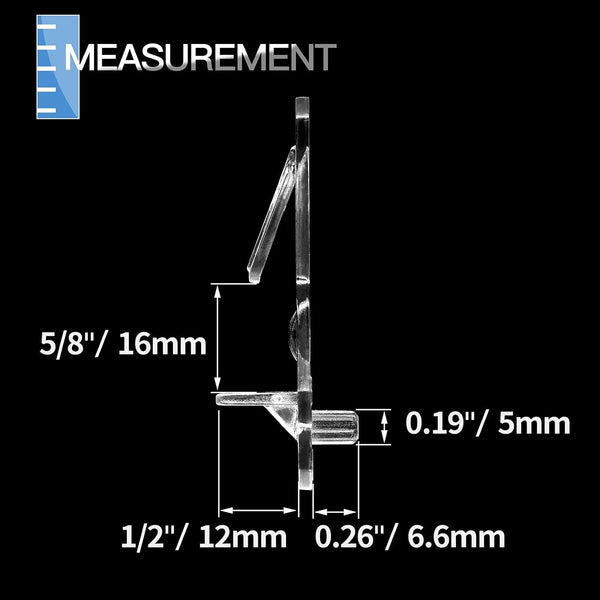 10pcs Locking Shelf Pins – 5mm Cabinet Shelf Pegs, Clear Plastic Shelf Clips for 5/8" Thick Board 10 5mm Pins, Fit 5/8" Thick Boards