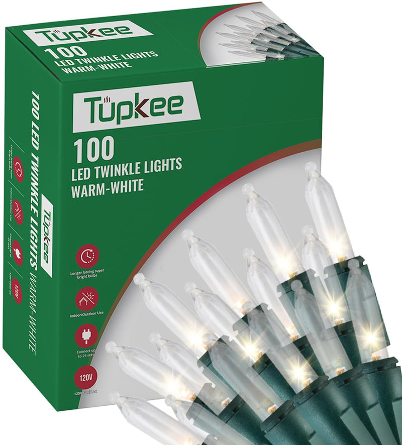 Christmas LED Random Twinkle Lights - 16 of 100 Bulbs Twinkle - LED Warm White Christmas Tree Lights - Indoor Outdoor – 24.75 Feet Light String,