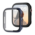 JZK Case with Screen Protector for Apple Watch Series 3/2/1 38mm,Black+Blue | 2 Pack,for Apple watch Case,Hard PC Cover,Tempered Glass,Full