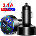 5 Port USB Car Charger(4USB+Type C) Compact Fast Charger Cigarette Lighter Adapter with LED&Voltage Monitor, Compatible with iPhone 14/Pro