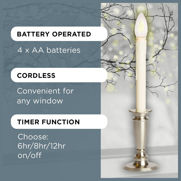 Celestial Lights Set of 4 Battery Operated Window Candles with Remote Control - (Black Onyx) Black Onyx Remote Control