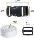 5 Set Each of 1 Inch Flat Side Release Buckles and Tri-Glides with 5 Yards of Nylon Webbing Straps - Ideal for DIY Luggage Straps, Pet Collar,