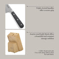 MARTHA STEWART Eastwalk 14 Piece High Carbon Stainless Steel Cutlery Knife Block Set w/ABS Triple Riveted Forged Handle Acacia Wood Block - Gray