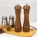 Wood Salt and Pepper Grinder Set, Salt Mill Pepper Grinder Set, Pepper Mill, Salt Shakers with Adjustable Ceramic Rotor- Oak Wood Pepper Grinder