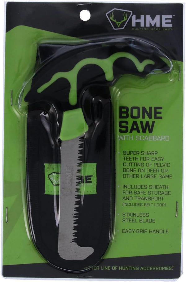 HME Hunting Compact Fixed Stainless Steel Bone Saw with Scabbard