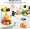 Auledio 2-Tier Countertop Fruit Vegetables Basket Bowl Storage With Banana Hanger,Chrome